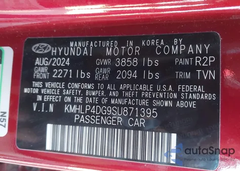 2025 Hyundai Elantra Limited from USA, damaged, VIN KMHLP4DG9SU871395